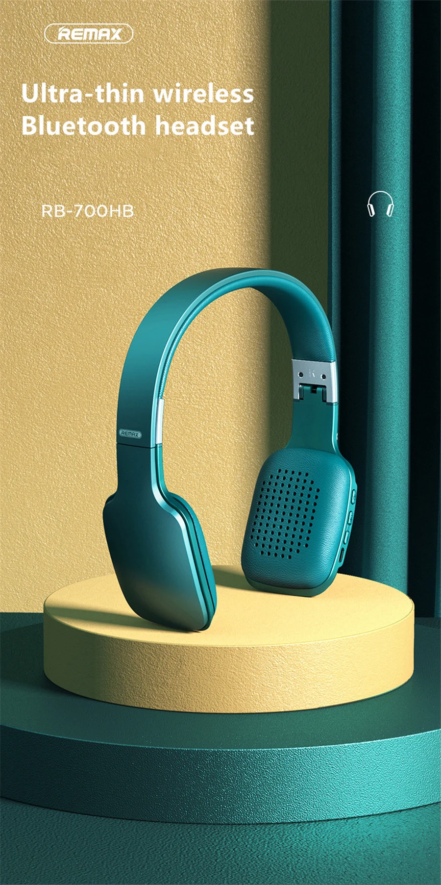 Remax RB-700HB Bluetooth Headphone Wireless 5.0 Earphone Ultra Thin Headset Wich Mic HD Call For iOS/Android