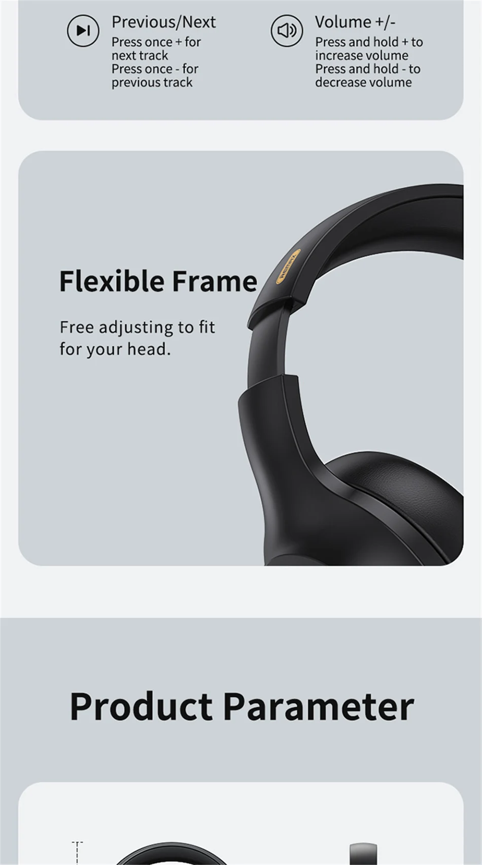 Remax RB-660HB Wireless Headphone Bluetooth 5.0 Earphone Headset Stunning Sound with 3.5mm Audio cable