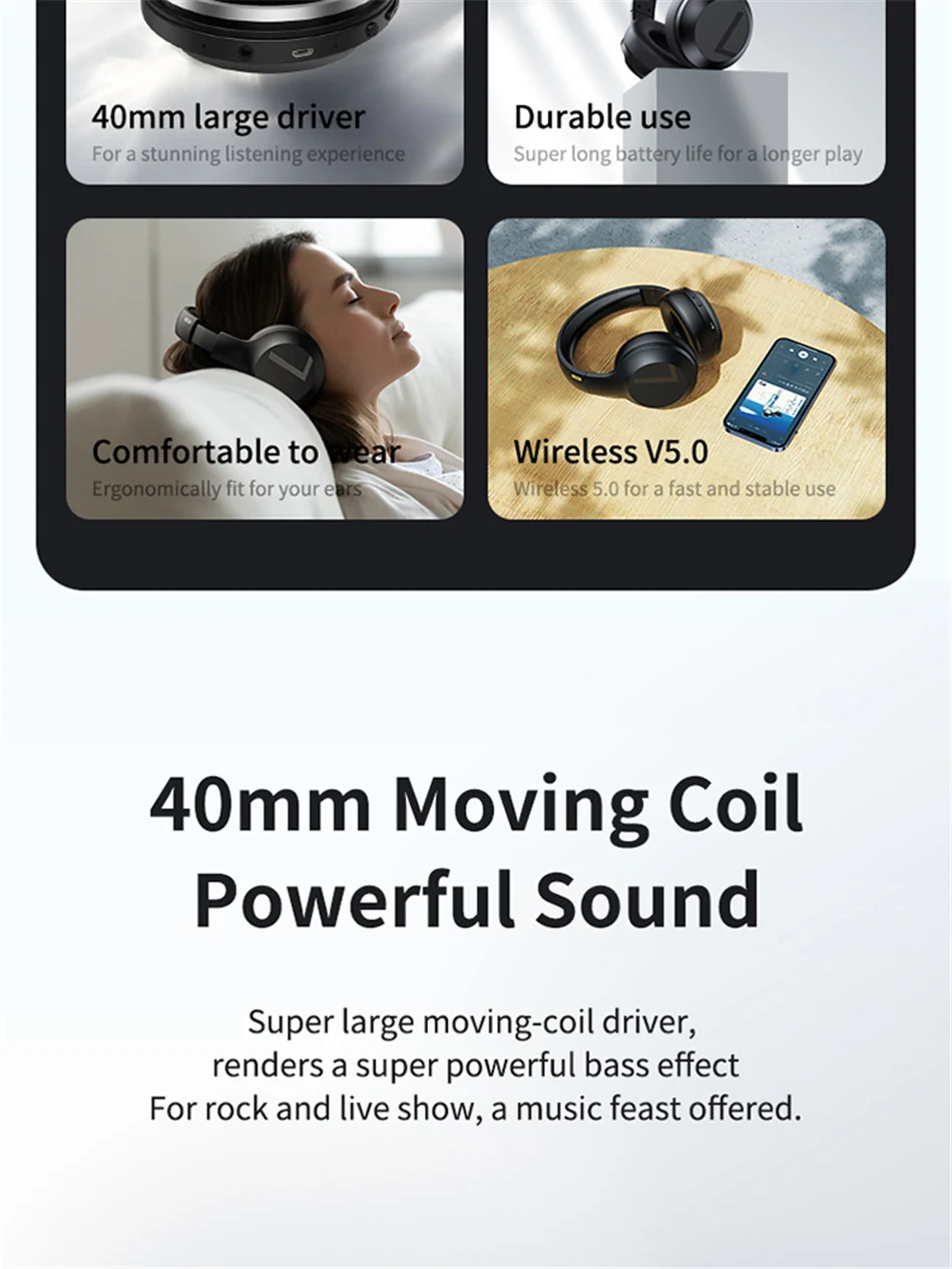 Remax RB-660HB Wireless Headphone Bluetooth 5.0 Earphone Headset Stunning Sound with 3.5mm Audio cable