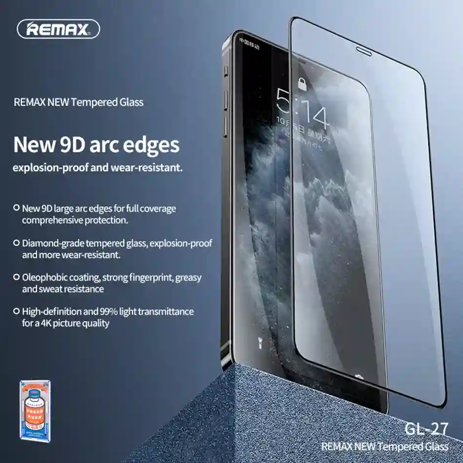 Remax Tempered Glass Film For iPhone 15 15Pro Max For iPhone 14 14Pro 13/12 Series 9H hardness Anti-fingerfrint Non-friable