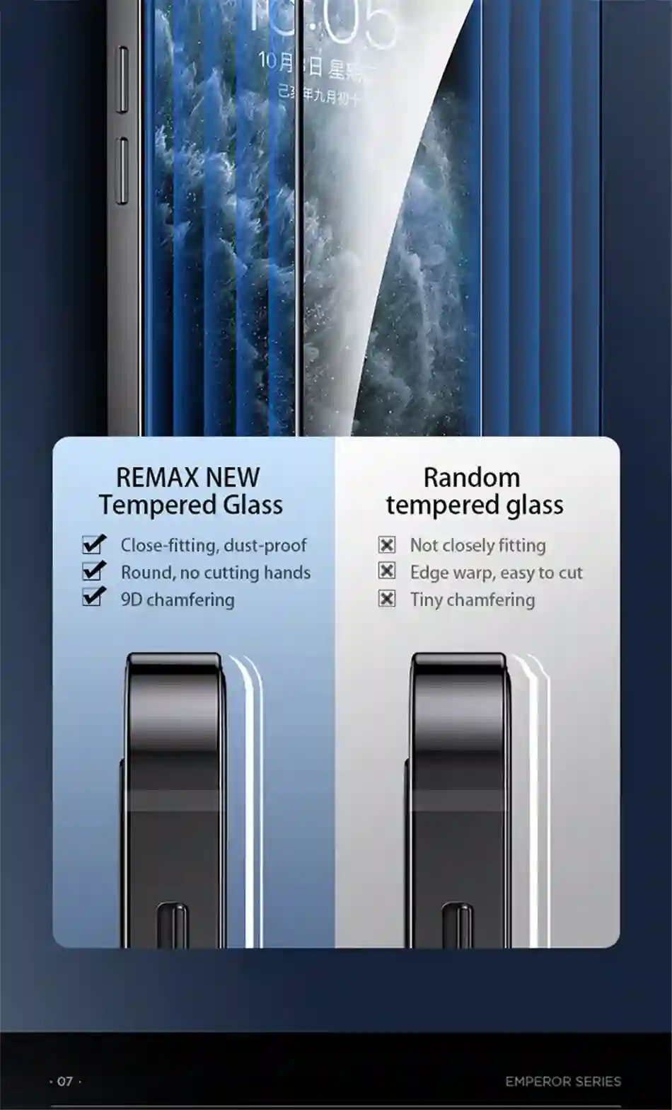 Remax Tempered Glass For iPhone 15 15Pro 14/13/12/11 Series Full Cover Curved 3D Screen Protector Explosion-proof Anti Scratch