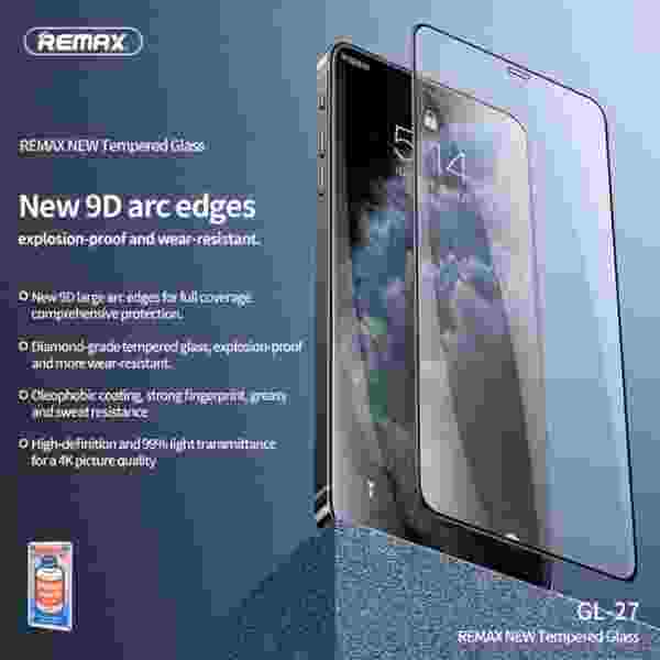 Защитное стекло Remax 9D для iPhone 15/14/13/12/11 с полным покрытием экрана — изображение 2