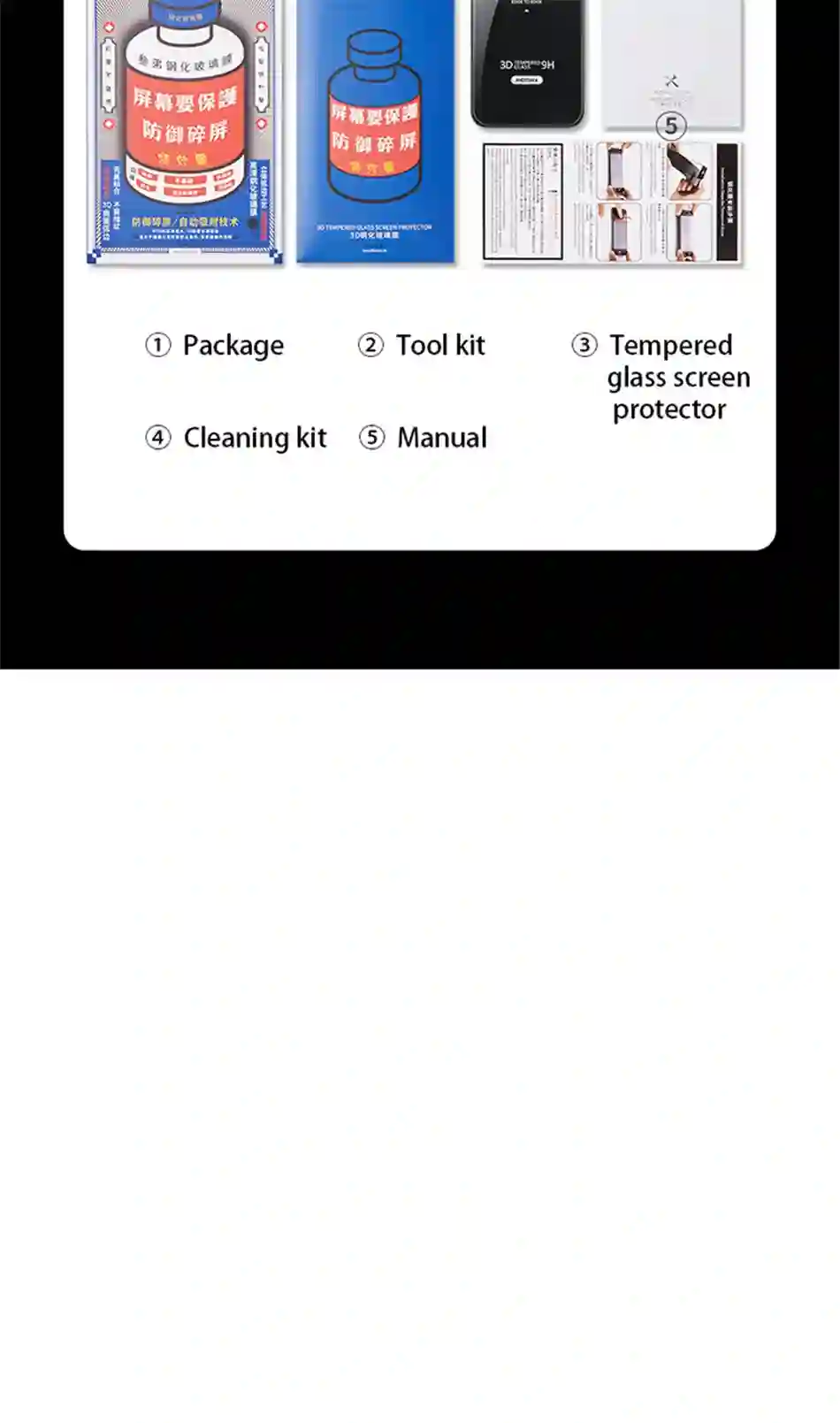 Remax Tempered Glass For iPhone 15 15Pro 14/13/12/11 Series Full Cover Curved 3D Screen Protector Explosion-proof Anti Scratch