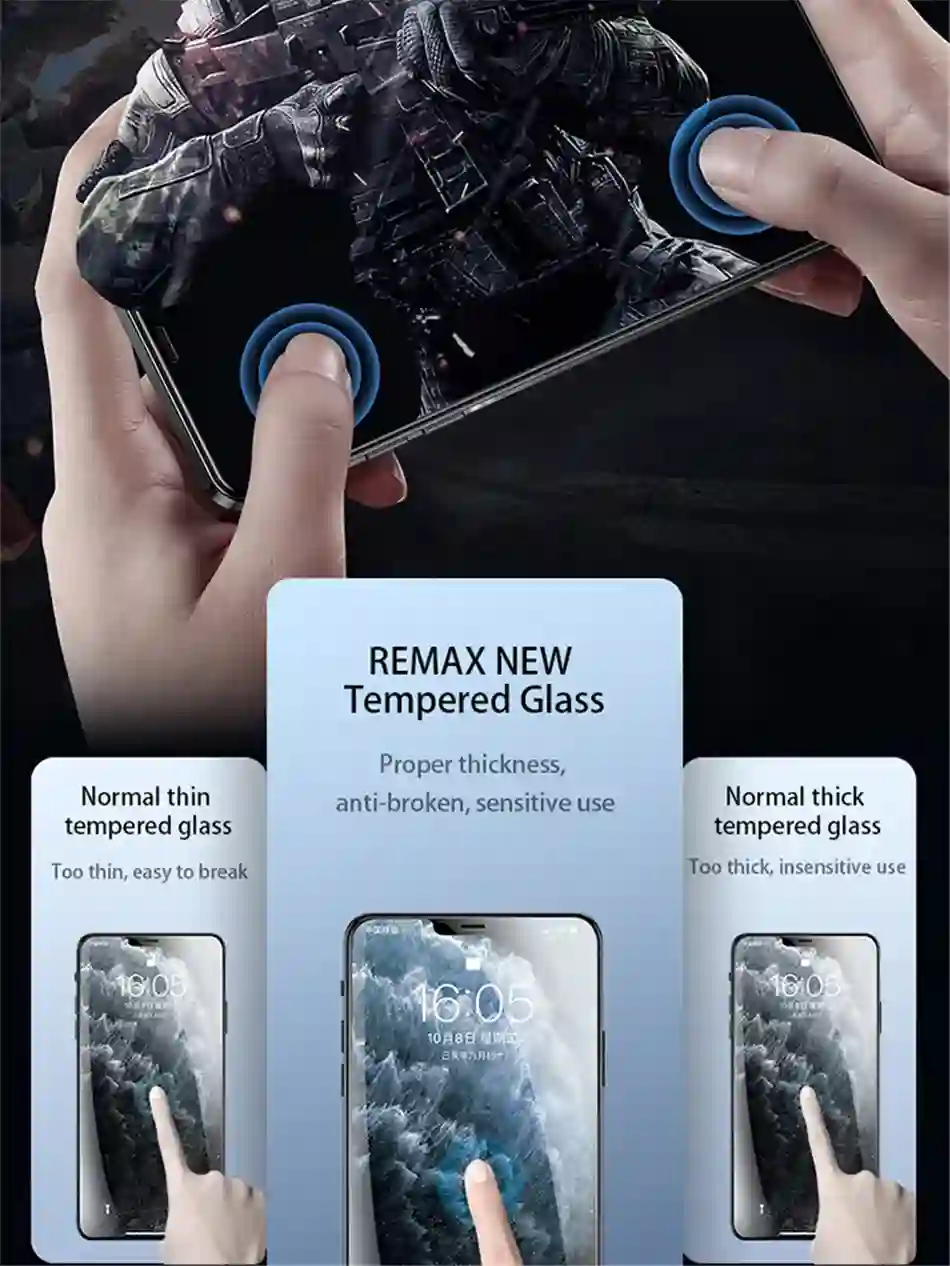 Remax Tempered Glass For iPhone 15 15Pro 14/13/12/11 Series Full Cover Curved 3D Screen Protector Explosion-proof Anti Scratch