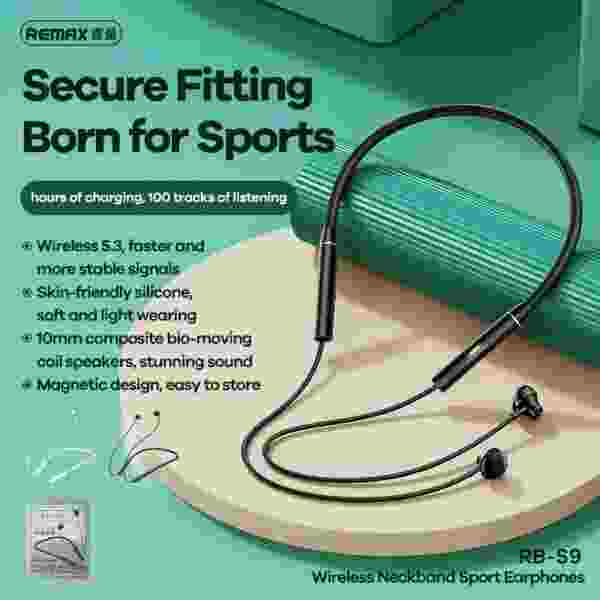 Remax Wireless Neckband Sport Earphone Bluetooth 5.3 Headphone With Mic For Call Music Sport — изображение 4