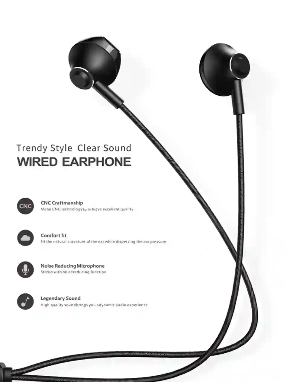 Remax Wired Earphone Type-C/3.5mm In-Ear Headphones For Call and Music 1.2m Cable With Mic