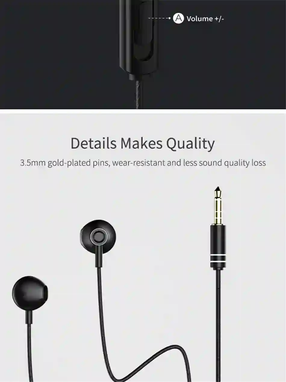 Remax Wired Earphone Type-C/3.5mm In-Ear Headphones For Call and Music 1.2m Cable With Mic