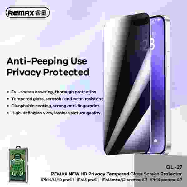 Защитное стекло Remax GL-27 с защитой от подглядывания для iPhone 15/14/13 — изображение 2