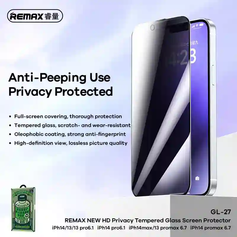 Remax 3D Arcing Privacy Tempered Glass For iPhone 15 15Pro 14/13 Series Screen Protector