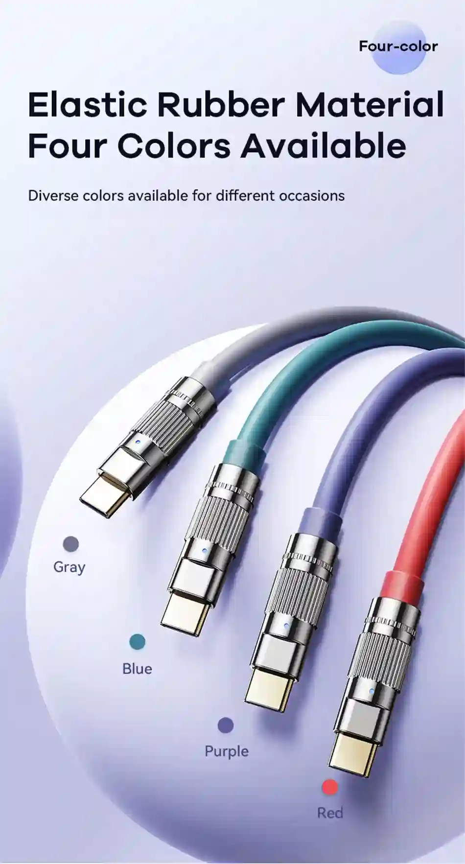 Remax 100W Zinc-alloy Elastic Data Cable with Indicator Light C-C Super Fast Charging Type-C to Type-C For Phones/Laptop/Tablets