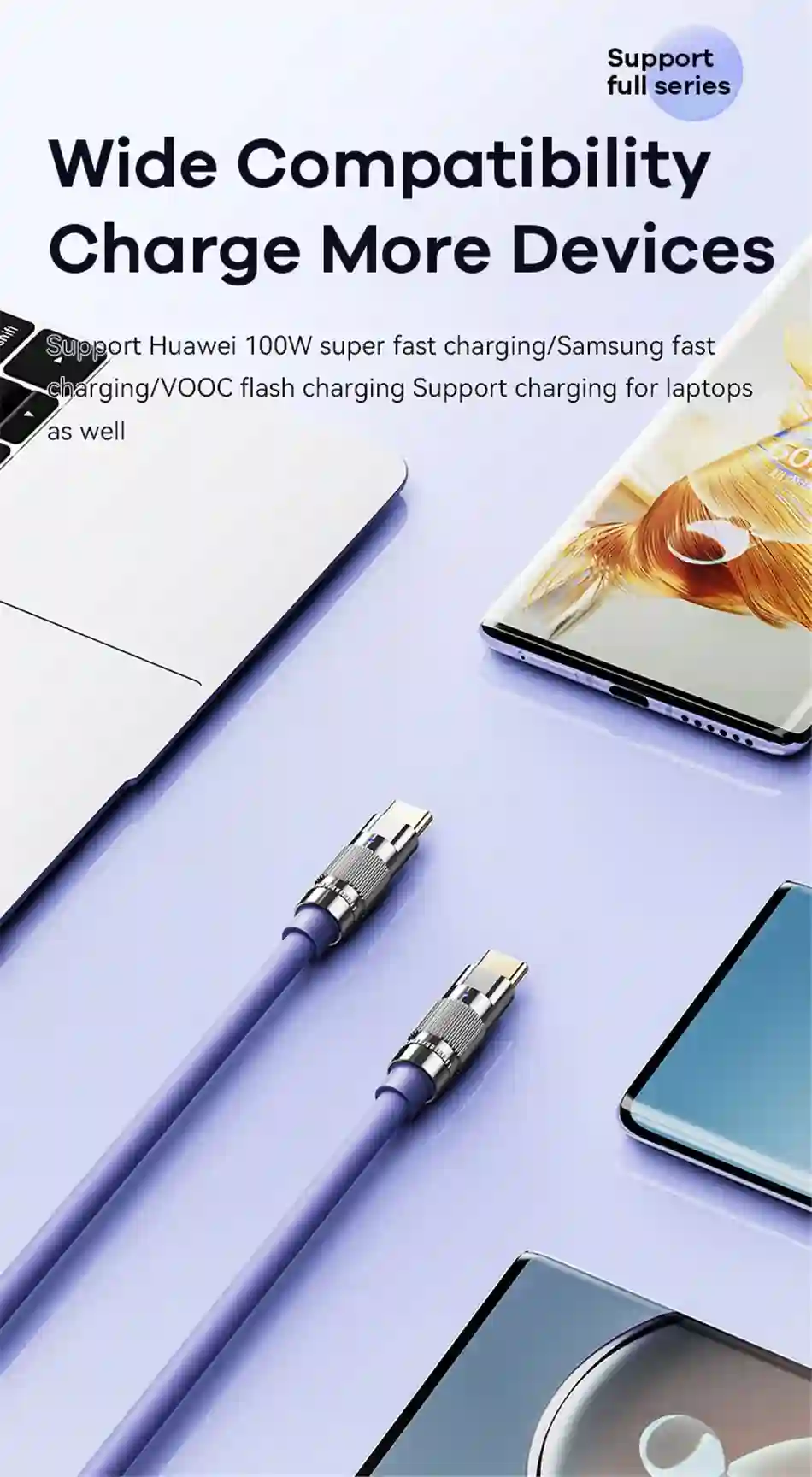 Remax 100W Zinc-alloy Elastic Data Cable with Indicator Light C-C Super Fast Charging Type-C to Type-C For Phones/Laptop/Tablets