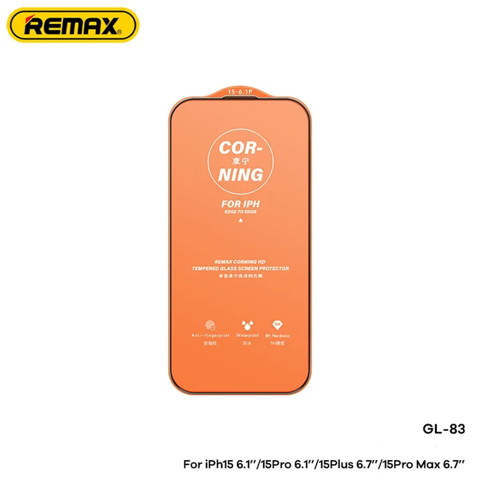 Remax Corning HD Tempered Glass Screen Protecter For iPhone 15Pro 15Promax For iPhone 15 Series