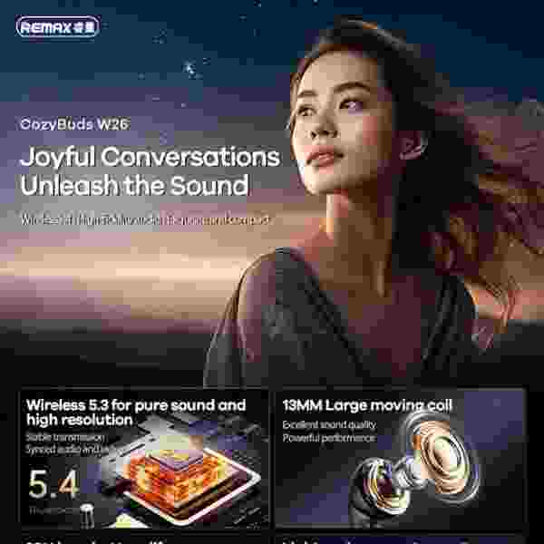 Беспроводные наушники Remax CozyBuds W26 Keyzou с Bluetooth 5.4 — изображение 2