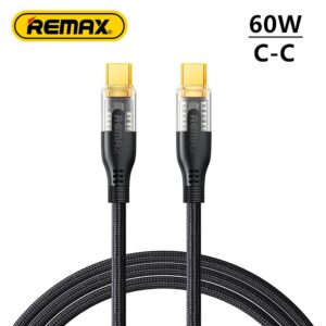 REMAX 60W Cyberpunk PD Fast Charging C-C Date USB Cable Type-C to Type-C Braided Cable For Phones/Laptop/Tablets