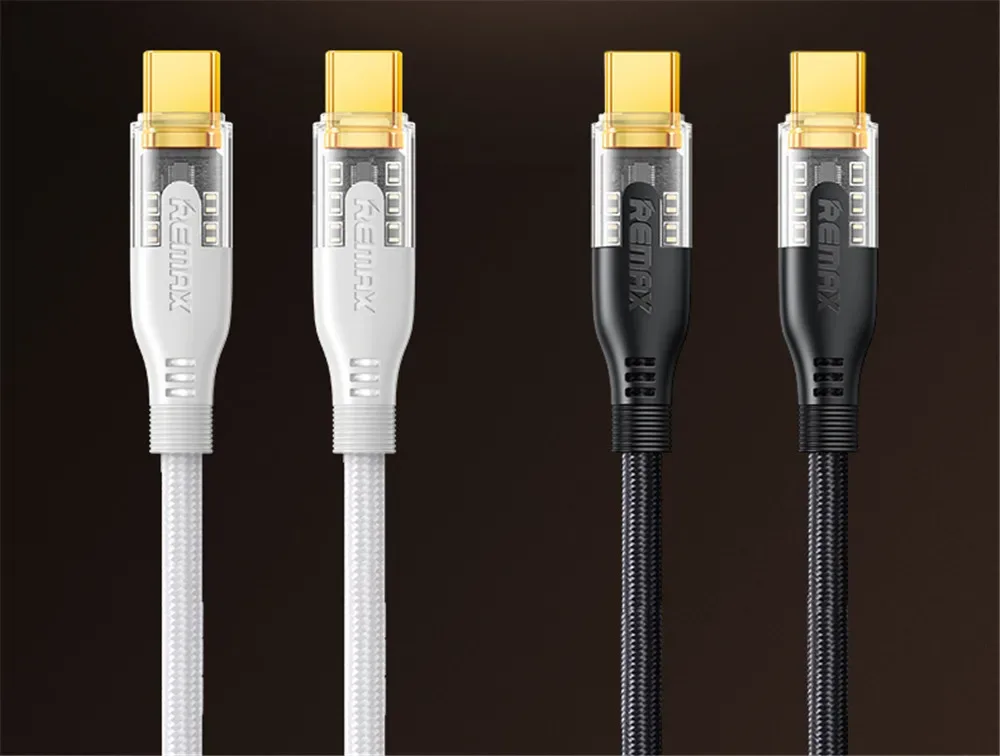 REMAX 60W Cyberpunk PD Fast Charging C-C Date USB Cable Type-C to Type-C Braided Cable For Phones/Laptop/Tablets