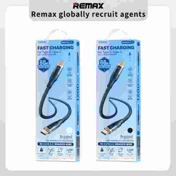 REMAX 60W Cyberpunk PD Fast Charging C-C Date USB Cable Type-C to Type-C Braided Cable For Phones/Laptop/Tablets — изображение 3