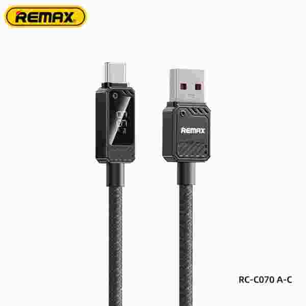 REMAX 66W Zinc Alloy Braided Usb Cable With Smart Digital Display A-C Date Cable USB-A to Type-C Fast Charging USB Cable — изображение 2