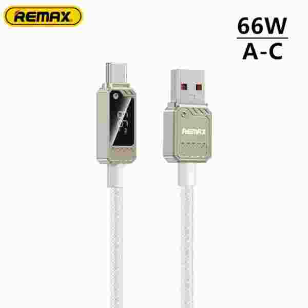 REMAX 66W Zinc Alloy Braided Usb Cable With Smart Digital Display A-C Date Cable USB-A to Type-C Fast Charging USB Cable