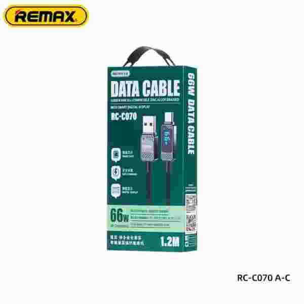 REMAX 66W Zinc Alloy Braided Usb Cable With Smart Digital Display A-C Date Cable USB-A to Type-C Fast Charging USB Cable — изображение 4
