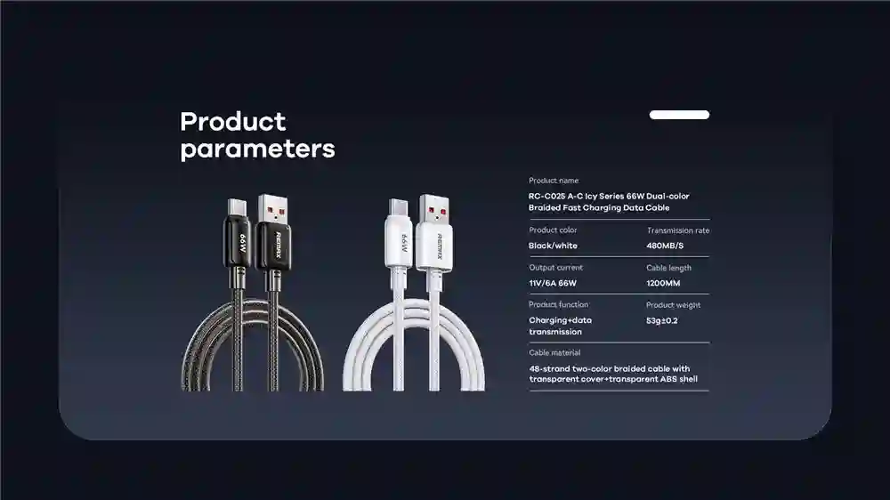 REMAX 66W Braided A-C Fast Charging Usb Cable USB-A to Type-C Date Cable 1.2M length