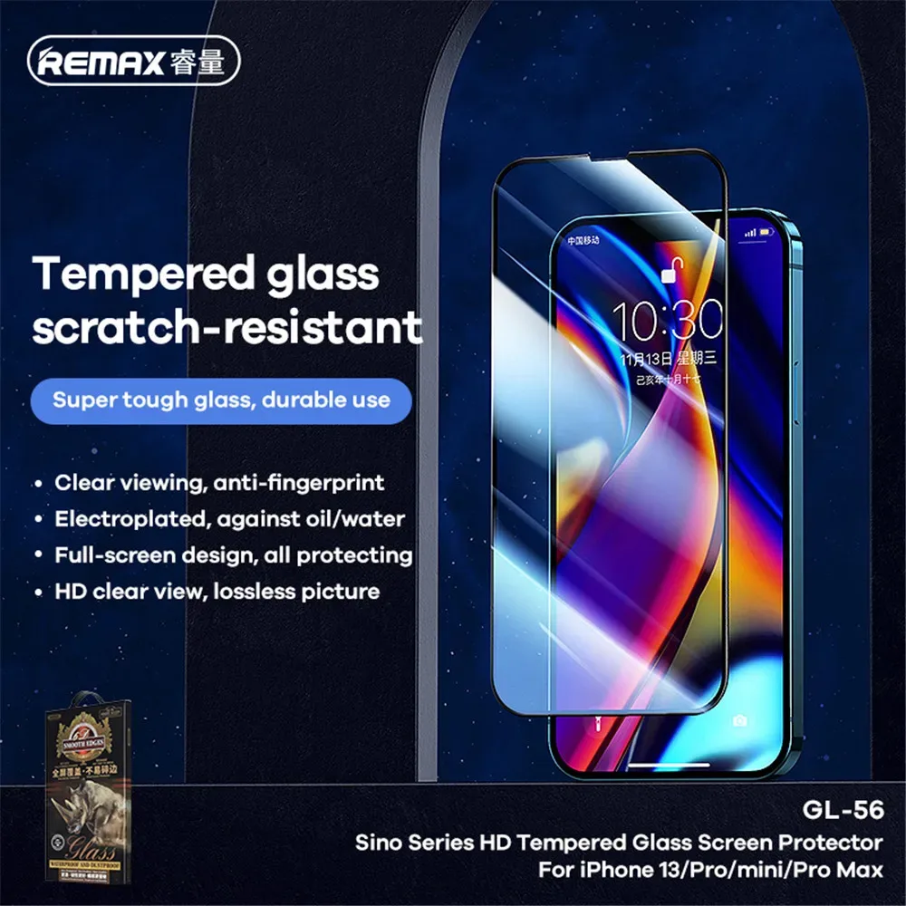Remax Tempered Glass Full Screen Protector For iPhone 15 15Pro 14/13/12 Series 9H Hardness HD Vision