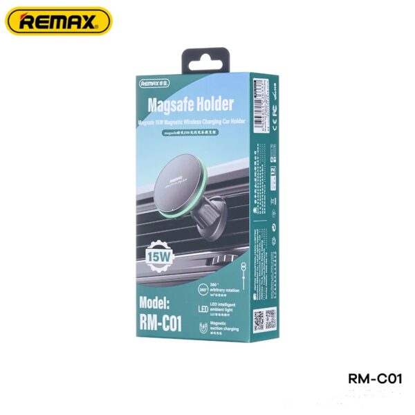 Магнитное автомобильное крепление-зарядка REMAX RM-C01 Magsafe 15W с беспроводной зарядкой — изображение 6