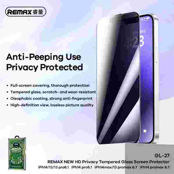 Защитное стекло Remax GL-27 с защитой от подглядывания для iPhone 15/14/13 — изображение 2