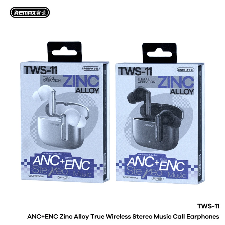 REMAX ANC+ENC Noise Reduction Zinc Alloy True Wireless Stereo Earphones TWS Earbuds For Music & Call Bluetooth V6.0 Headset