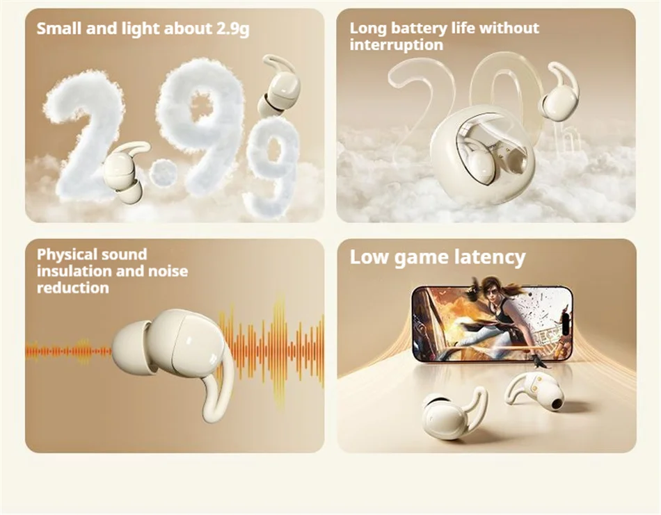 New REMAX Sleep True Wireless Earphone Noise Reduction TWS Earbuds With Mic For Music & Call Bluetooth 5.4 Soft Silicone