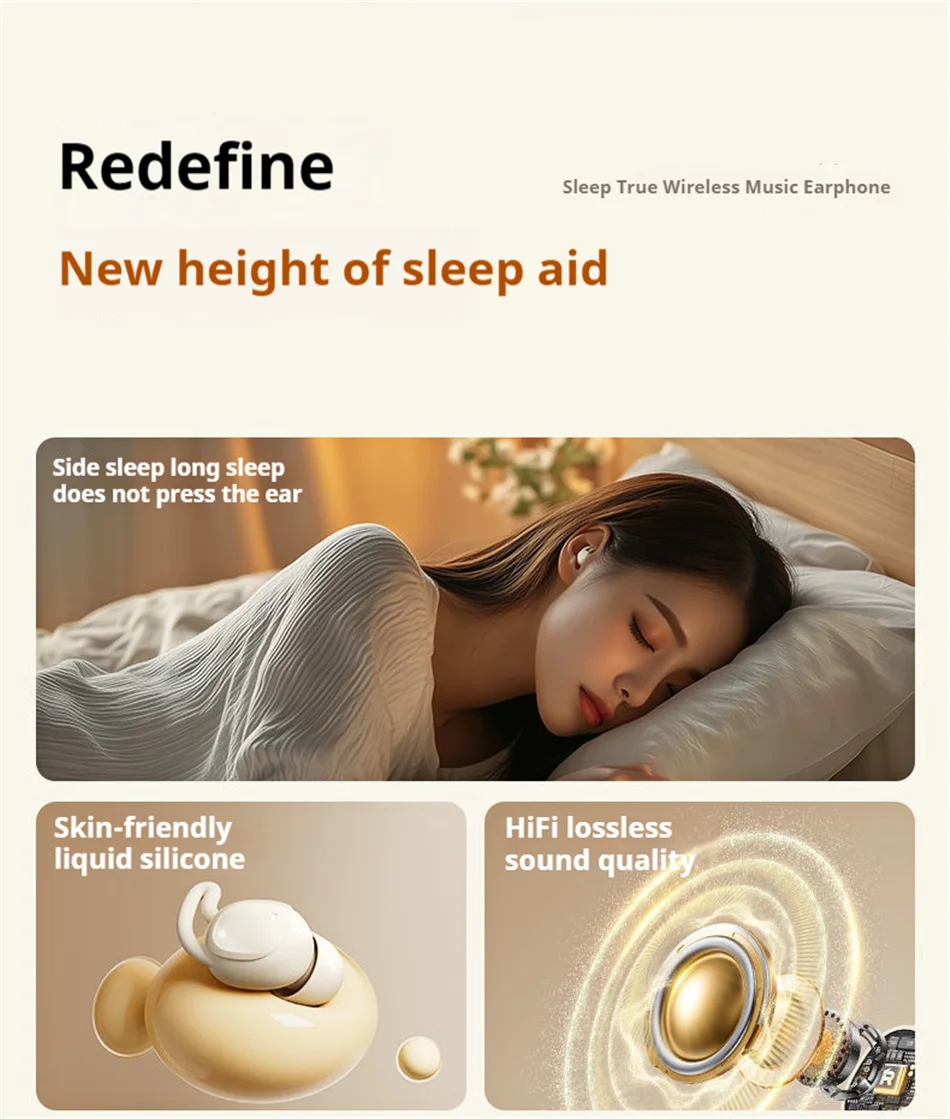 New REMAX Sleep True Wireless Earphone Noise Reduction TWS Earbuds With Mic For Music & Call Bluetooth 5.4 Soft Silicone