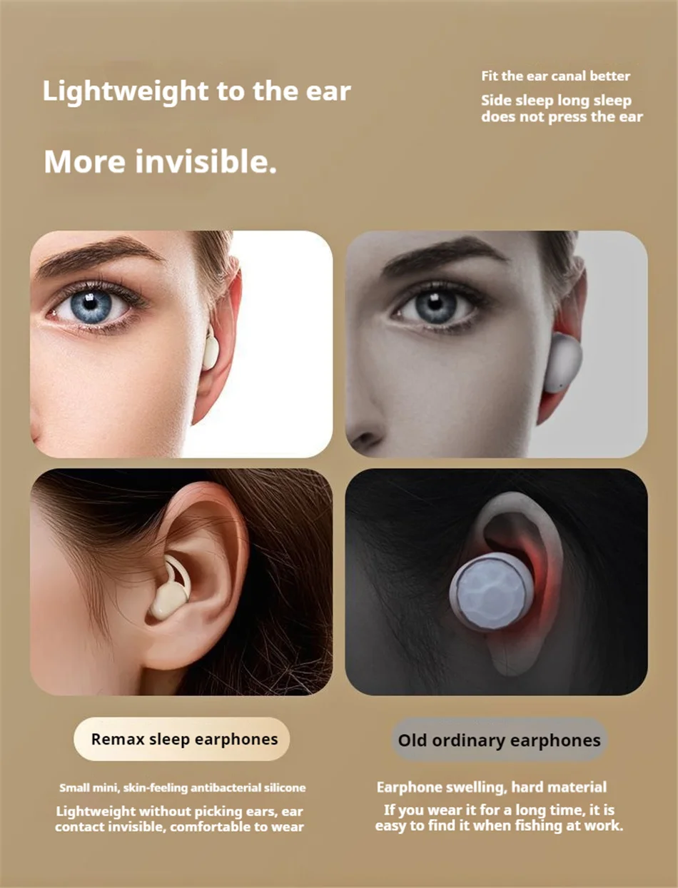 New REMAX Sleep True Wireless Earphone Noise Reduction TWS Earbuds With Mic For Music & Call Bluetooth 5.4 Soft Silicone
