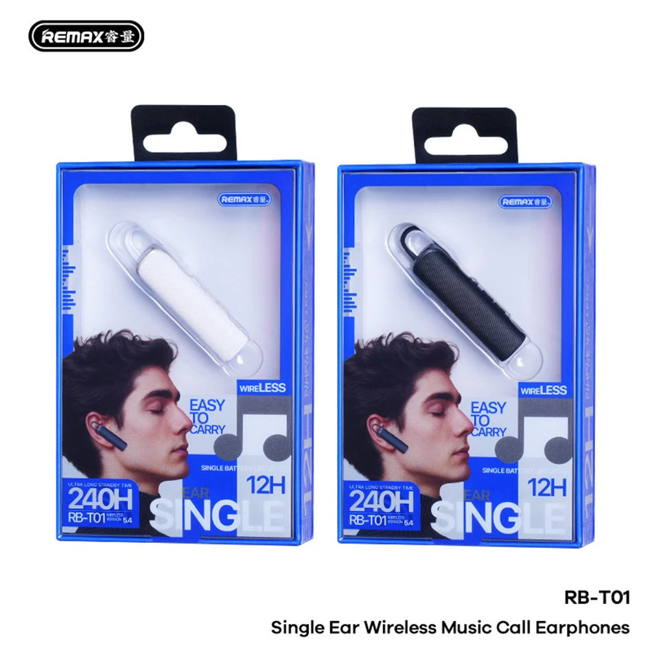 REMAX New Single Ear Wireless Earphone For Call & Music Bluetooth 5.4 Headphone With Mic RB-T01