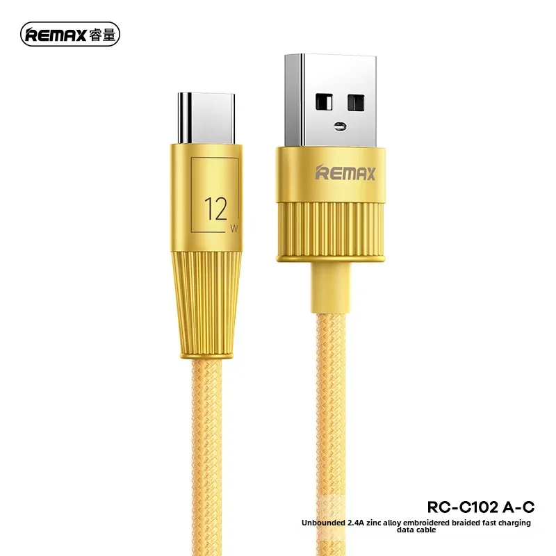Remax Zinc Alloy Embroidery Data Cable Quick Charging Mobile Phone Charger 1.2m Long Durable Wire For Cellphone