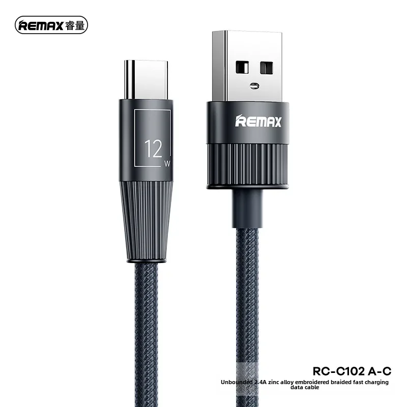 Remax Zinc Alloy Embroidery Data Cable Quick Charging Mobile Phone Charger 1.2m Long Durable Wire For Cellphone