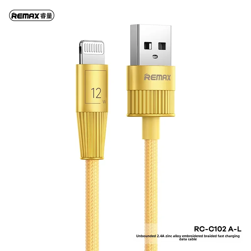 Remax Zinc Alloy Embroidery Data Cable Quick Charging Mobile Phone Charger 1.2m Long Durable Wire For Cellphone