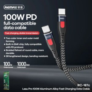 Кабель для зарядки и передачи данных REMAX RC-187c 100W Type-C — Type-C (Lesu PRO)