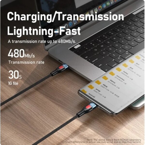 Кабель для зарядки и передачи данных REMAX RC-187c 100W Type-C — Type-C (Lesu PRO) — изображение 5