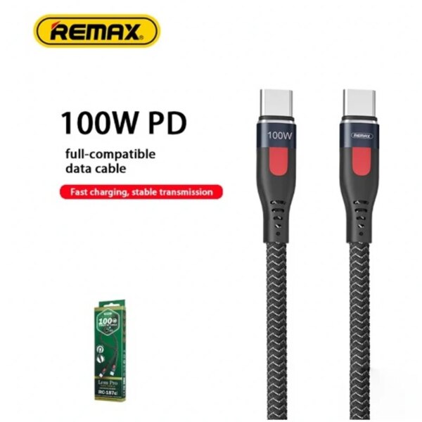 Кабель для зарядки и передачи данных REMAX RC-187c 100W Type-C — Type-C (Lesu PRO) — изображение 2