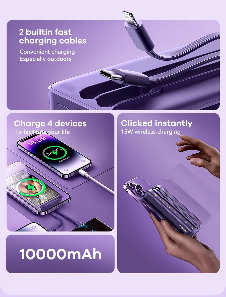 REMAX Magnetic Power Bank Wireless Charging Portable For iPhone 15 14 13 Xiaomi Samsung 20000mAh PowerBank 10000mAh Quick Charge