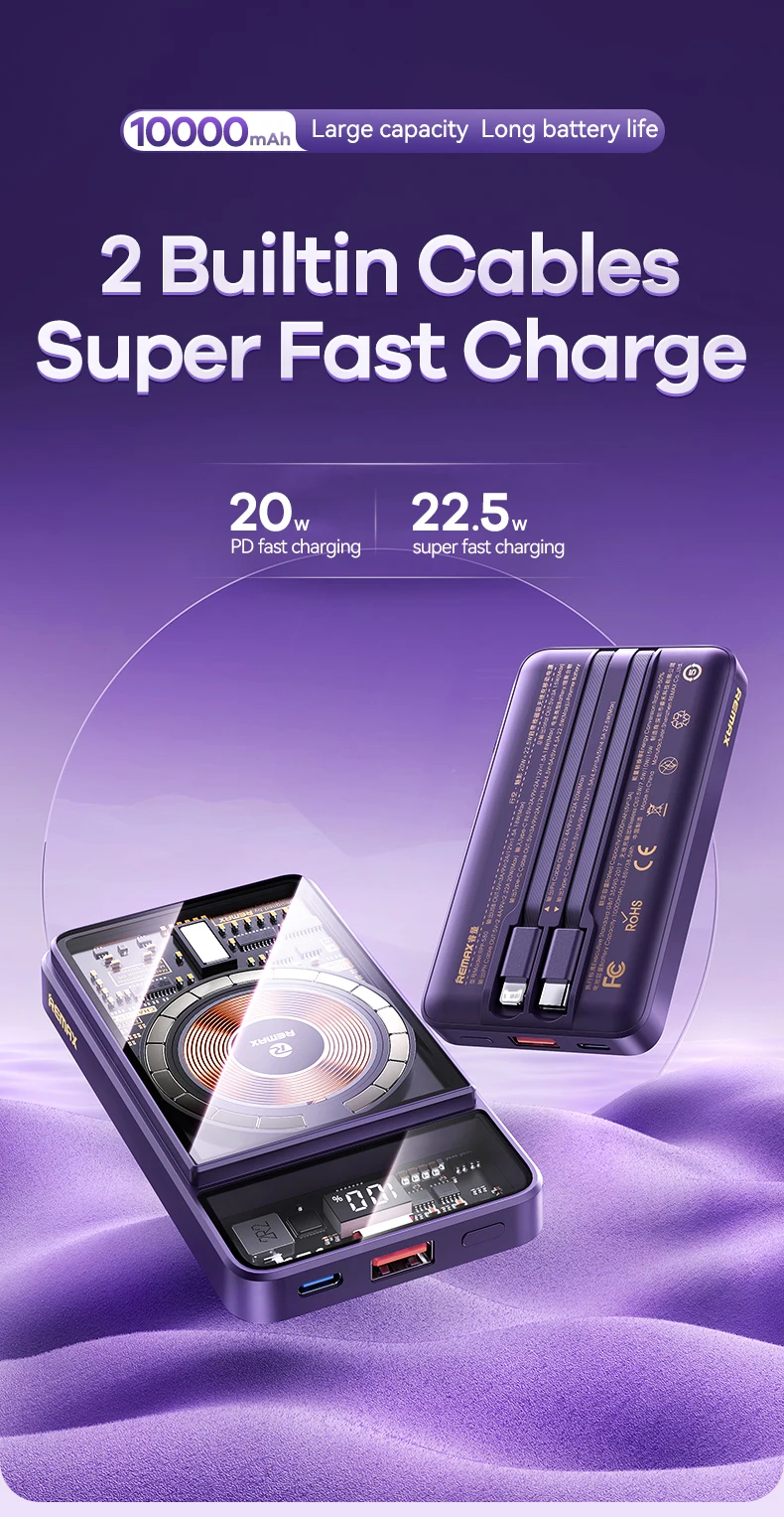 REMAX Magnetic Power Bank Wireless Charging Portable For iPhone 15 14 13 Xiaomi Samsung 20000mAh PowerBank 10000mAh Quick Charge