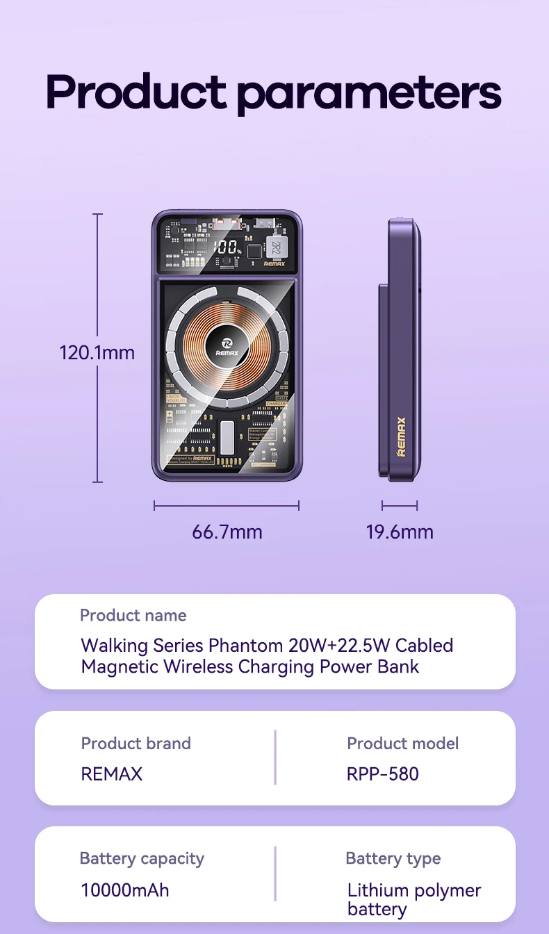 REMAX Magnetic Power Bank Wireless Charging Portable For iPhone 15 14 13 Xiaomi Samsung 20000mAh PowerBank 10000mAh Quick Charge