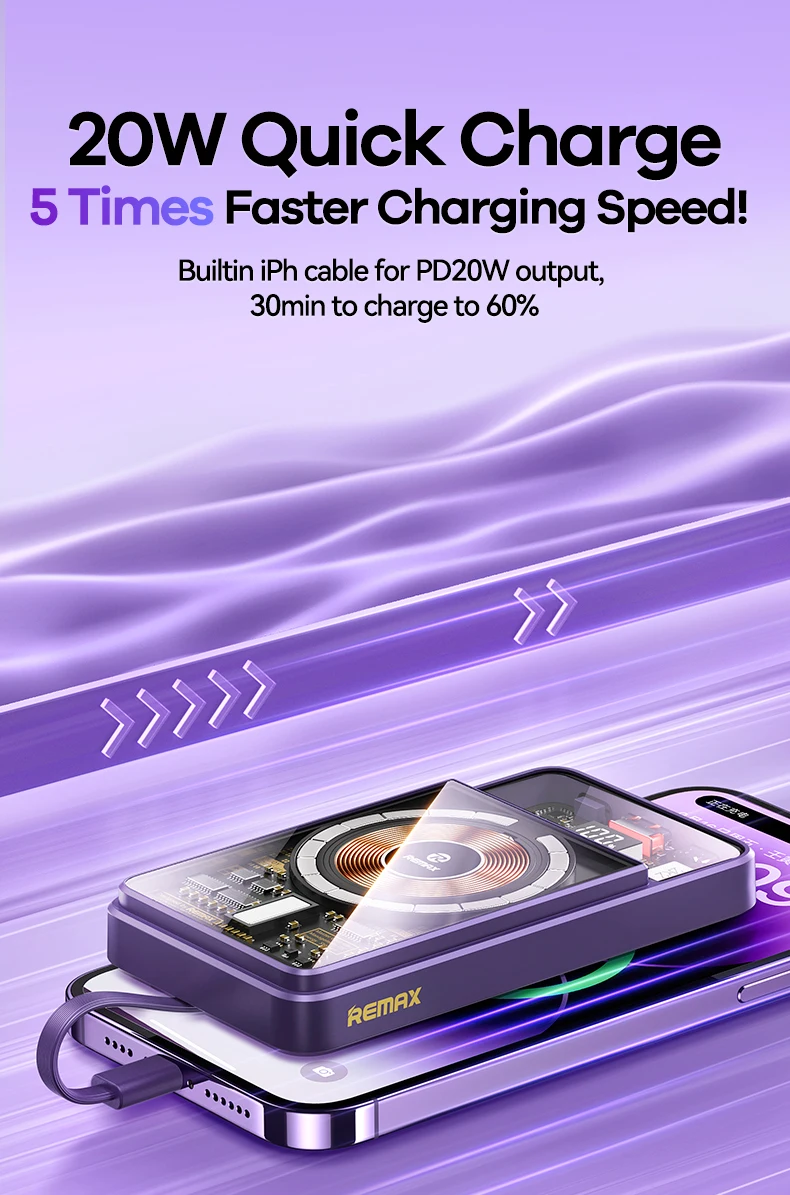 REMAX Magnetic Power Bank Wireless Charging Portable For iPhone 15 14 13 Xiaomi Samsung 20000mAh PowerBank 10000mAh Quick Charge