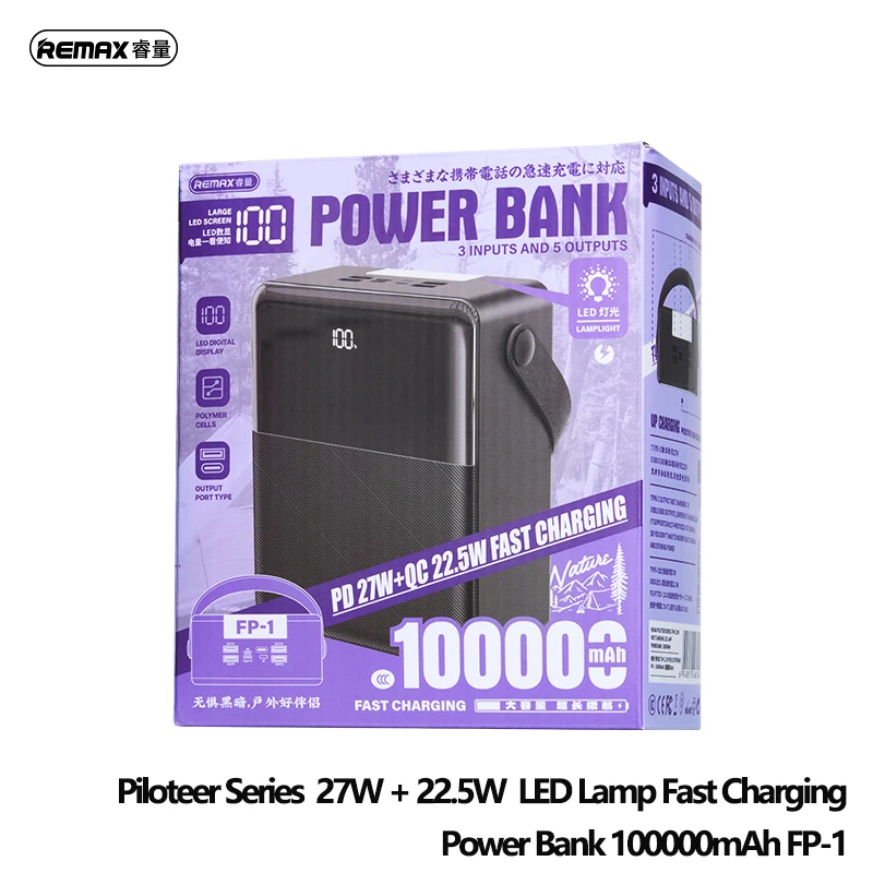 REMAX 110W 100000mAh 80000mAh 50000mAh Power Bank PowerBank Large Capacity External Battery Pack For iPhone 15 14 MacBook Laptop