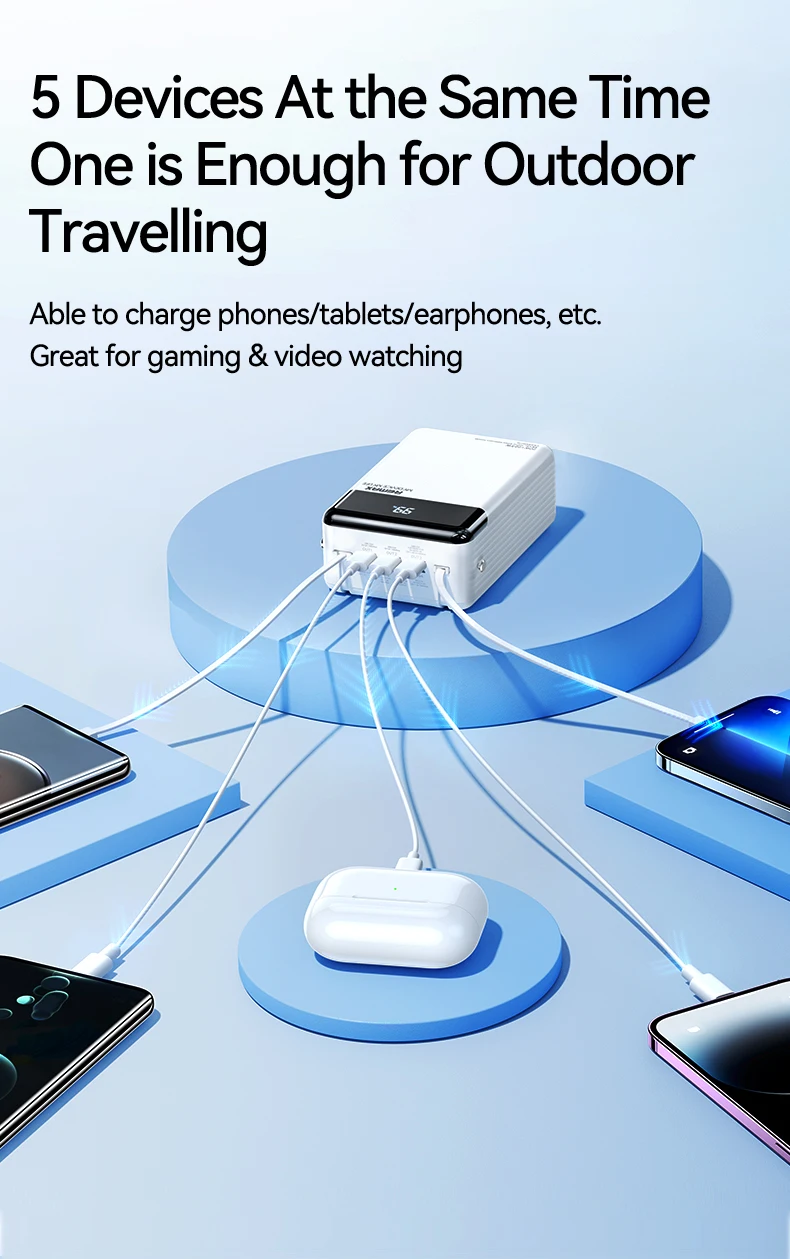 REMAX 80000mAh Power Bank Outdoor Fast Charging For iPhone 15 14 13 12 vs For MacBook iPad 100W 60000mAh High Capacity PowerBank