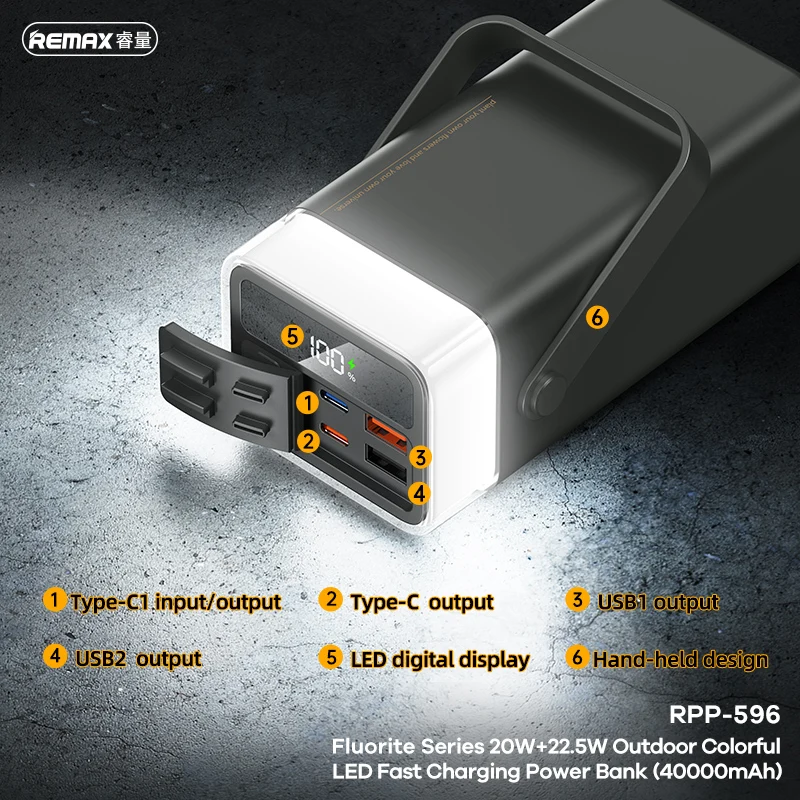 REMAX 80000mAh Power Bank Outdoor Fast Charging For iPhone 15 14 13 12 vs For MacBook iPad 100W 60000mAh High Capacity PowerBank