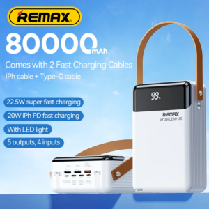 Внешний аккумулятор Remax RPP-566 с двумя встроенными кабелями 80000 мАч (22.5W)