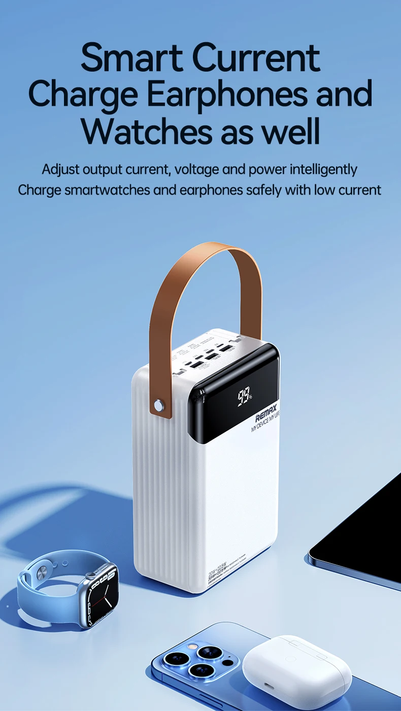 REMAX 80000mAh Power Bank Outdoor Fast Charging For iPhone 15 14 13 12 vs For MacBook iPad 100W 60000mAh High Capacity PowerBank
