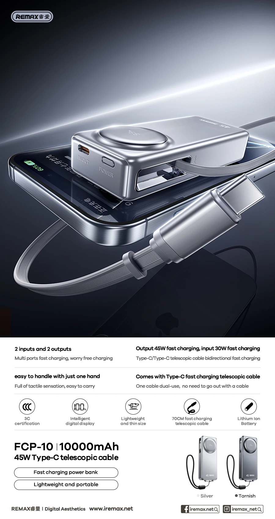 REMAX 45W 30000mAh Power Bank Fast Charging For iPhone 15 14 Samsung S23 Xiaomi Oneplus Magnetic Tape PowerBank Portable Charger