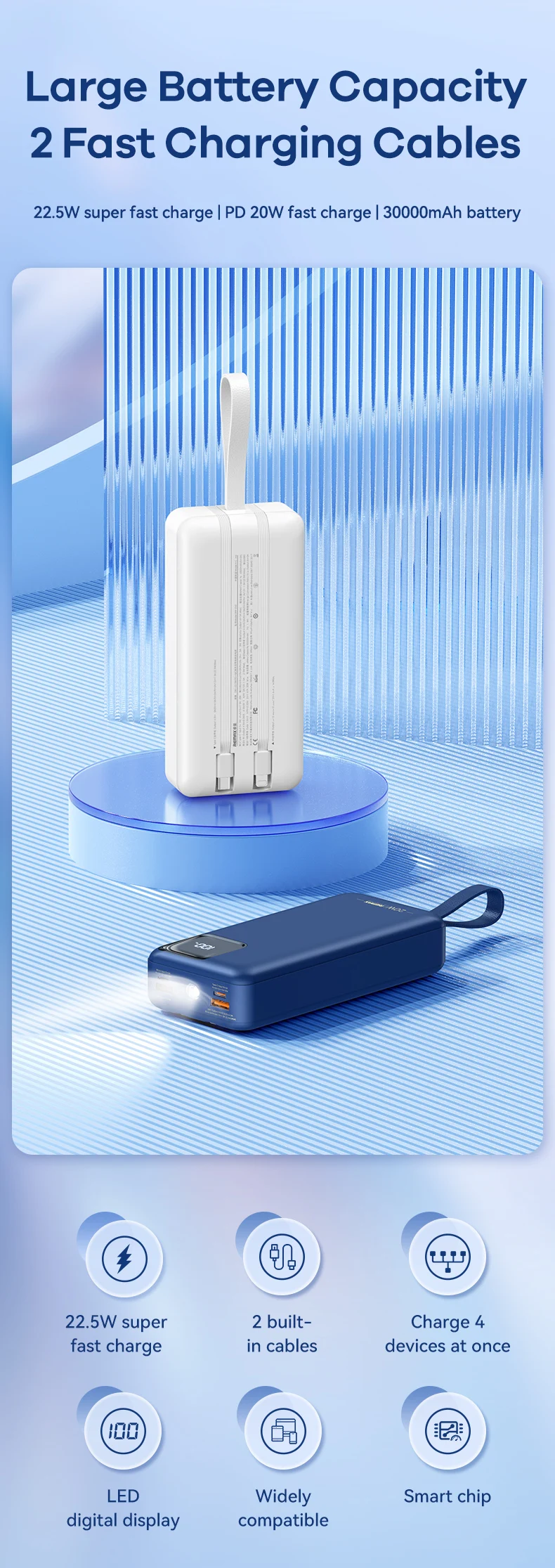 REMAX 45W 30000mAh Power Bank Fast Charging For iPhone 15 14 Samsung S23 Xiaomi Oneplus Magnetic Tape PowerBank Portable Charger