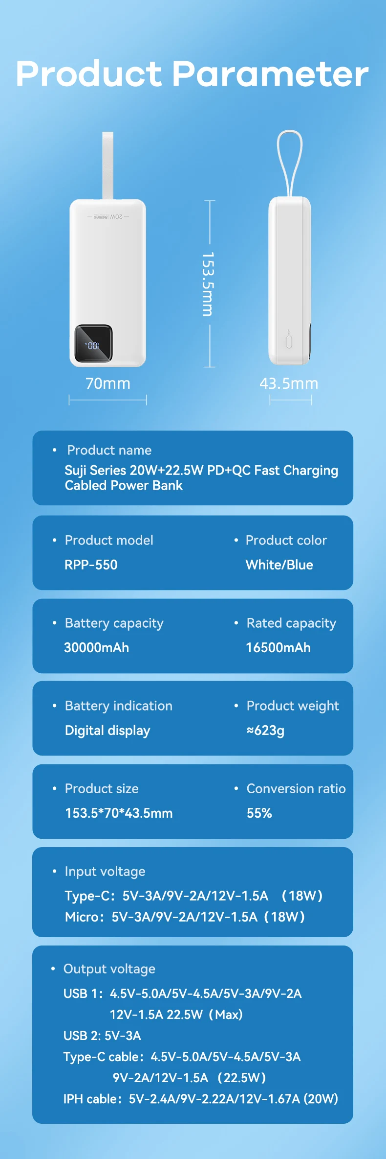 REMAX 45W 30000mAh Power Bank Fast Charging For iPhone 15 14 Samsung S23 Xiaomi Oneplus Magnetic Tape PowerBank Portable Charger